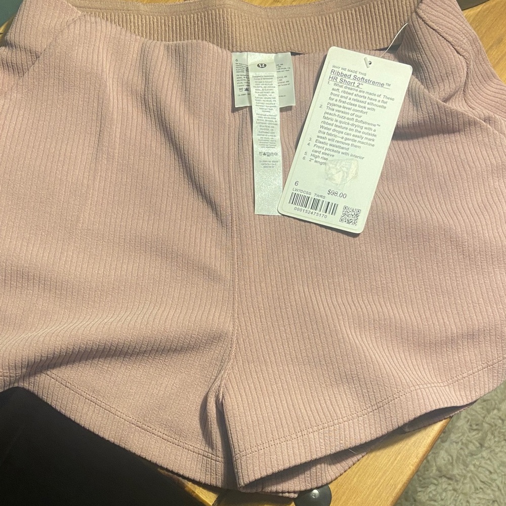 lululemon athletica Ribbed Pink High Waist Shorts